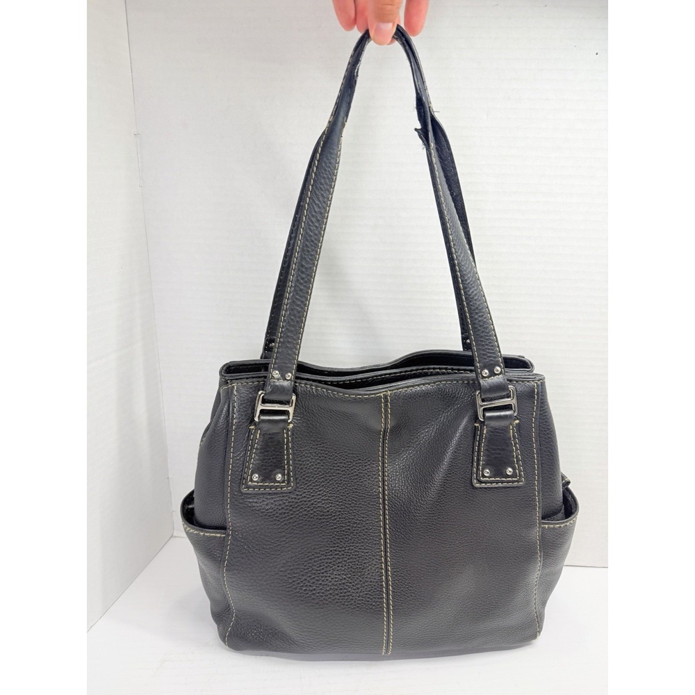 Fossil Black Pebbled Leather Multi-Compartment Satchel Shoulder Bag Y2K